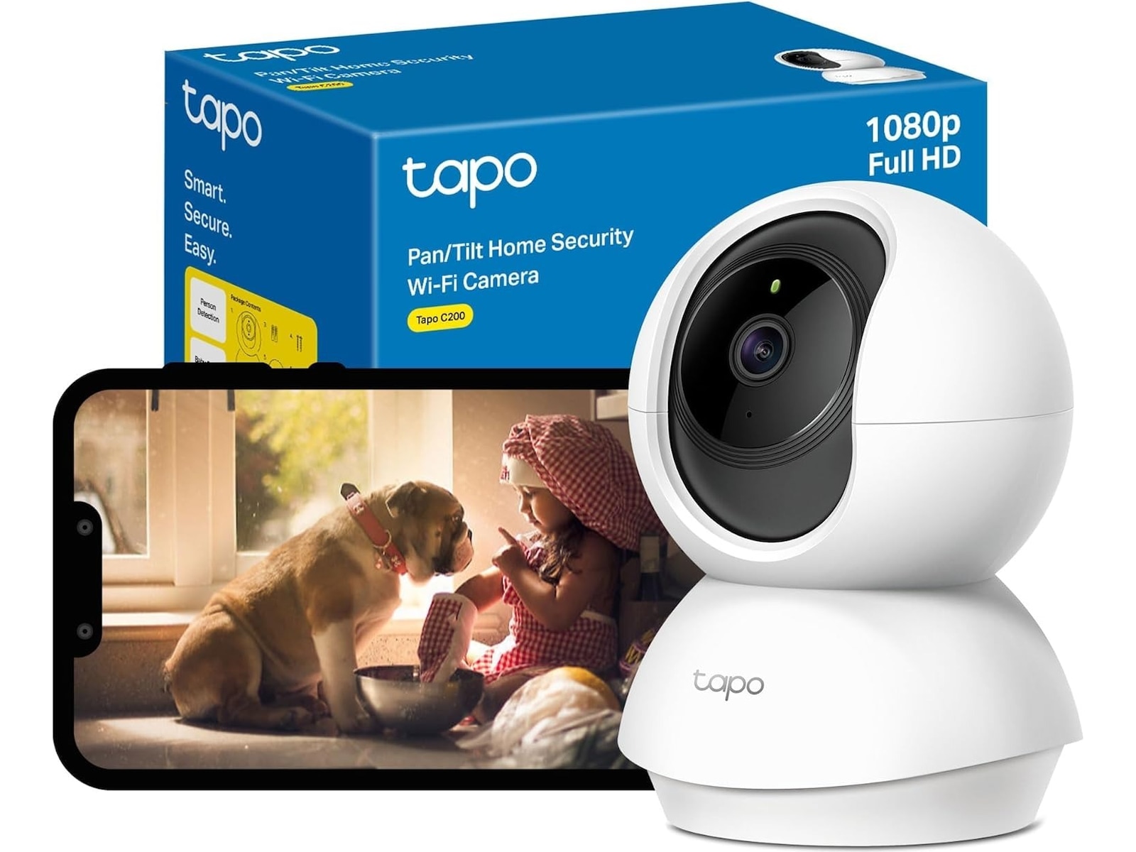 TP-Link Tapo C200 innendørs overvåkningskamera (hvit) Overvåkningskameraer