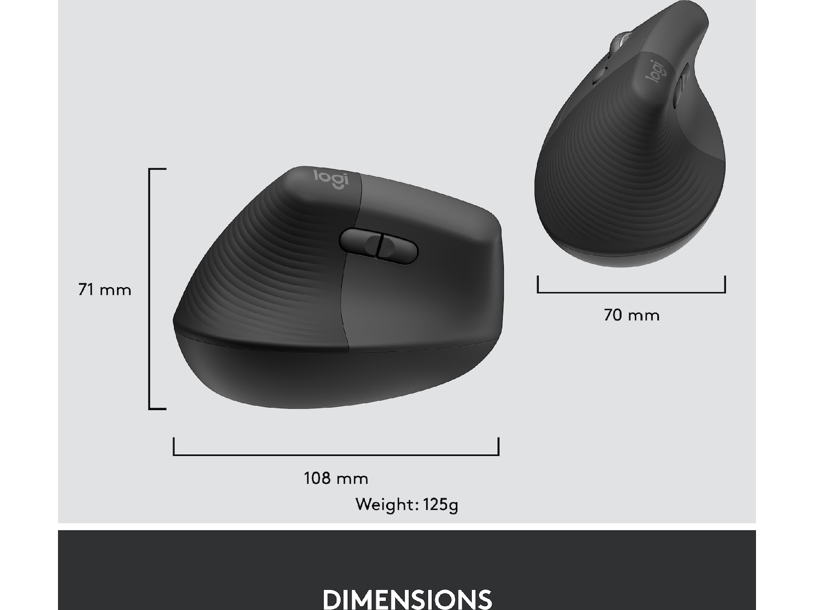 Logitech Lift Vertikal Business Venstre mus (graphite) Mus