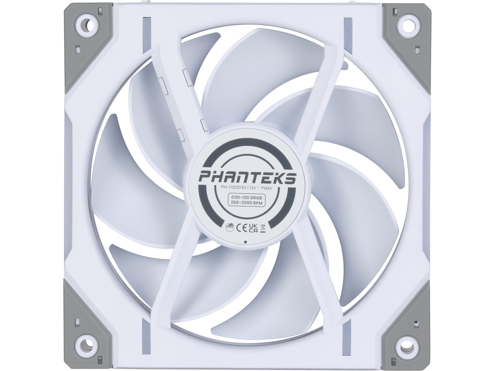 Phanteks D30 120mm PWM DRGB Vifte (hvit) Vifter