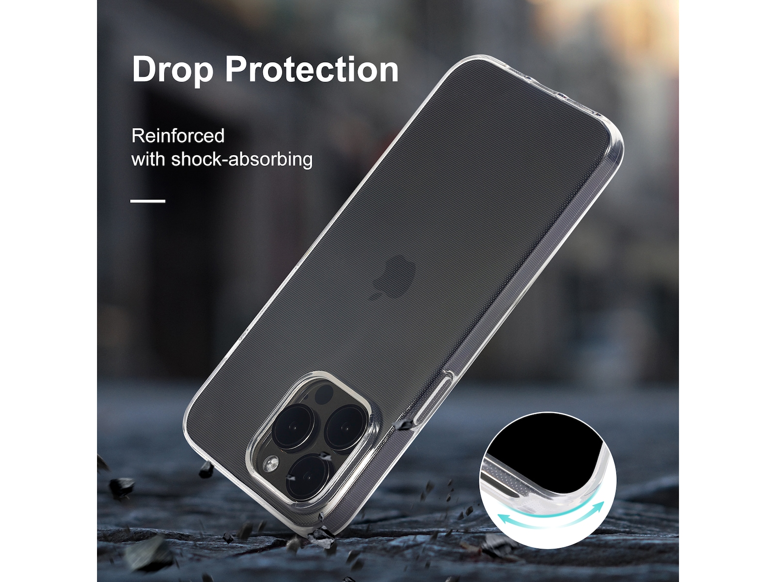 iiglo iPhone 15 Pro Max Silikondeksel (gjennomsiktig) Deksel til mobiltelefon