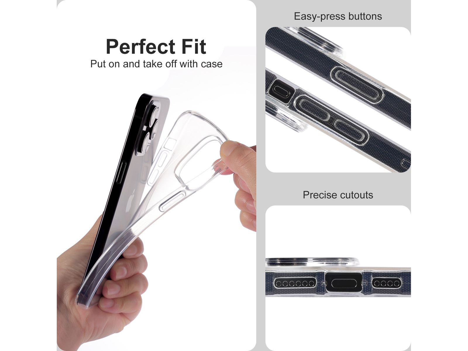 iiglo iPhone 15 Pro Max Silikondeksel (gjennomsiktig) Deksel til mobiltelefon