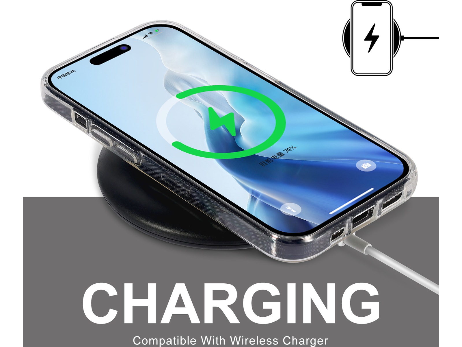 iiglo iPhone 15 Pro Silikondeksel (gjennomsiktig) Deksel til mobiltelefon