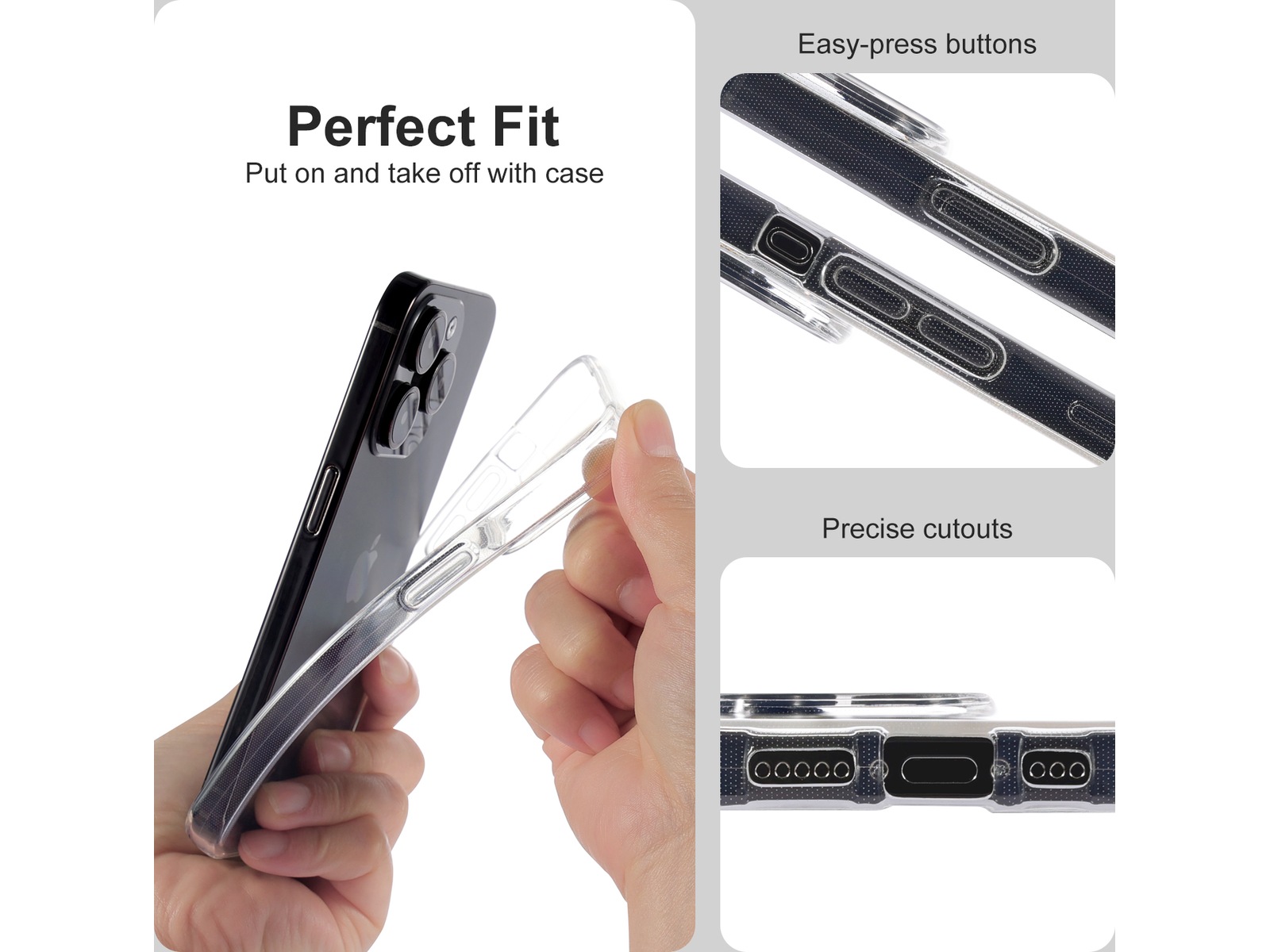 iiglo iPhone 15 Pro Silikondeksel (gjennomsiktig) Deksel til mobiltelefon