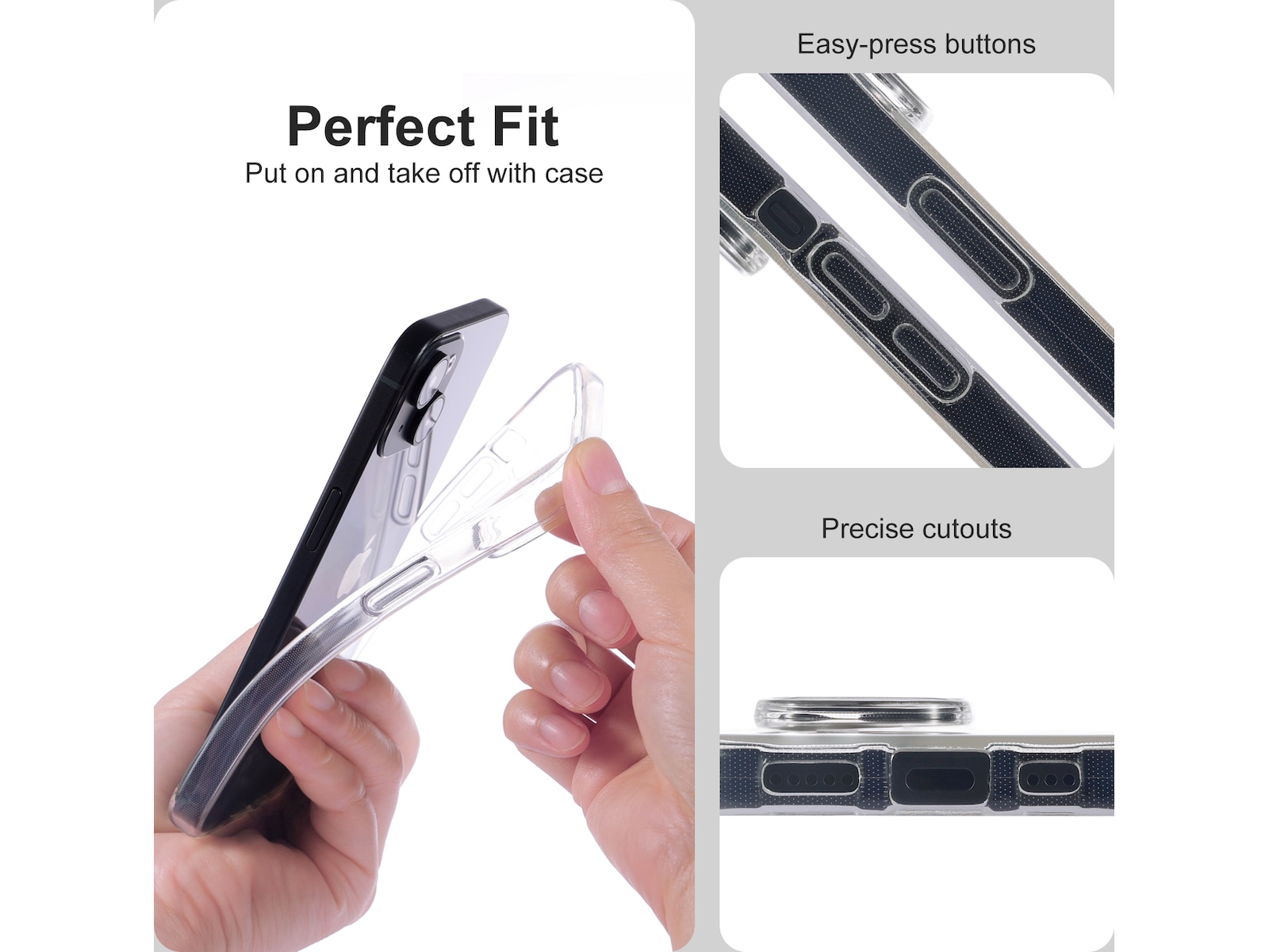 iiglo iPhone 15 / 14 Silikondeksel (gjennomsiktig) Deksel til mobiltelefon