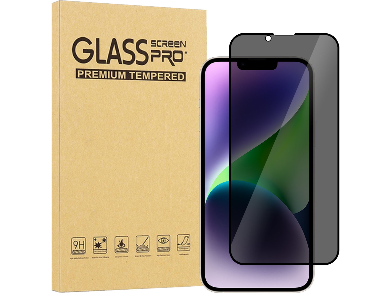 iiglo iPhone 17e / 16e / 14 / 13 / 13 Pro 3D Privacy Skjermbeskytter Skjermbeskyttelse