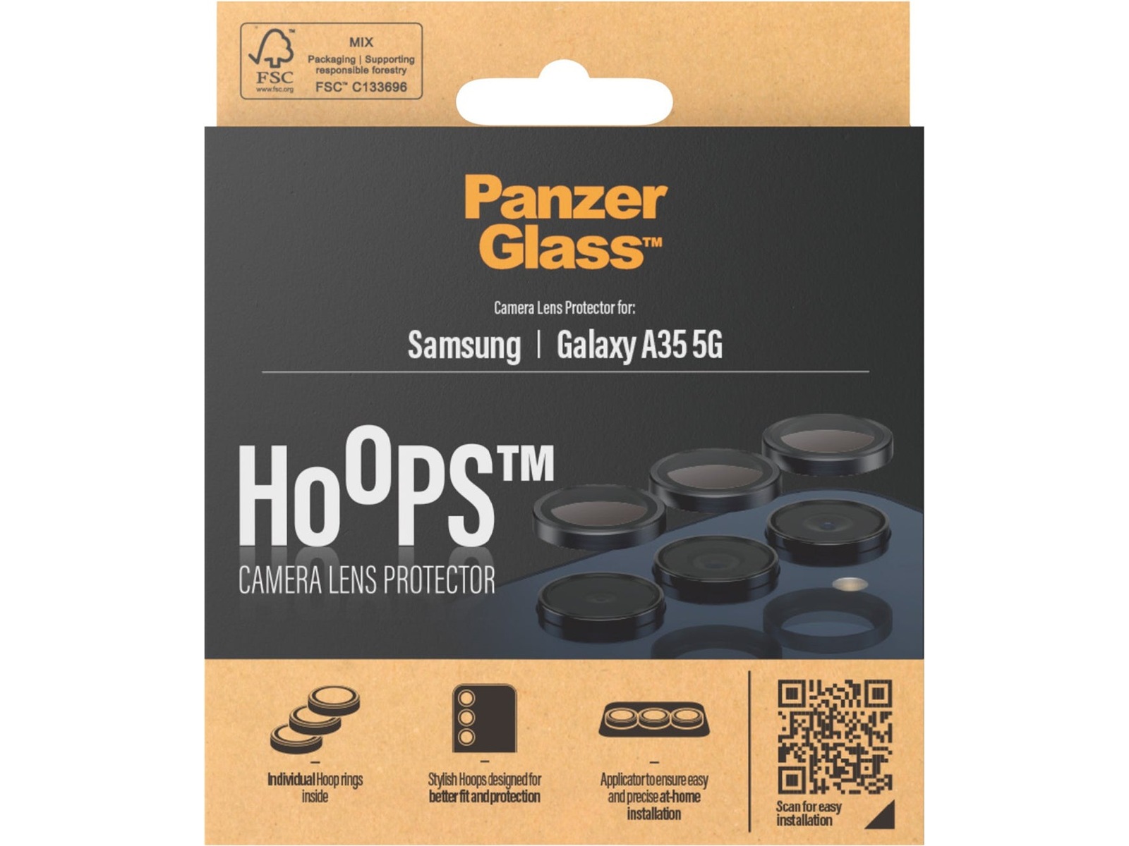 PanzerGlass Galaxy A34 Hoops Linsebeskytter (sort) Skjermbeskyttelse
