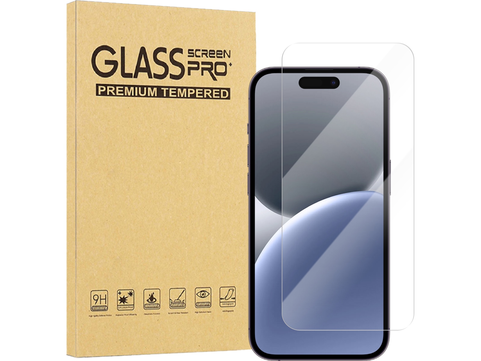 iiglo iPhone 16 Plus / 15 Plus Clear Glass skjermbeskytter Skjermbeskyttelse