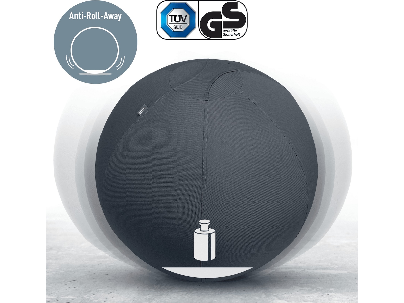 Leitz Ergo Active Anti-Roll Balanseball (mørk grå) Kontorstoler