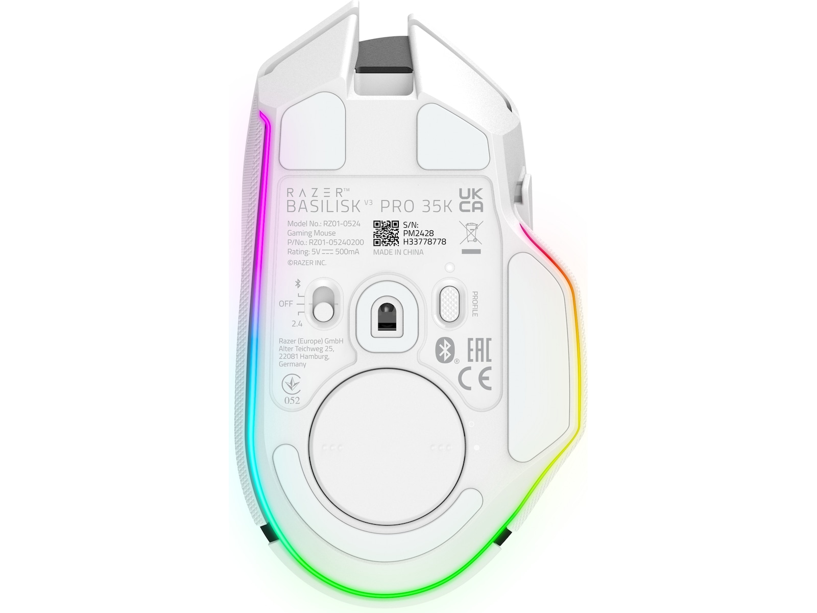 Razer Basilisk V3 PRO 35K trådløs ergonomisk gamingmus (hvit) Gamingmus