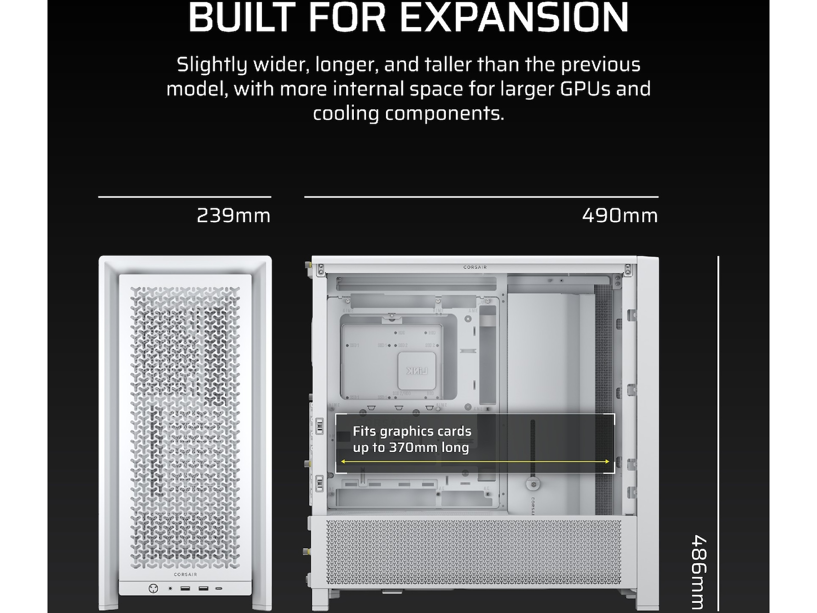 Corsair FRAME 4000D Mid-Tower (hvit) Midi tower