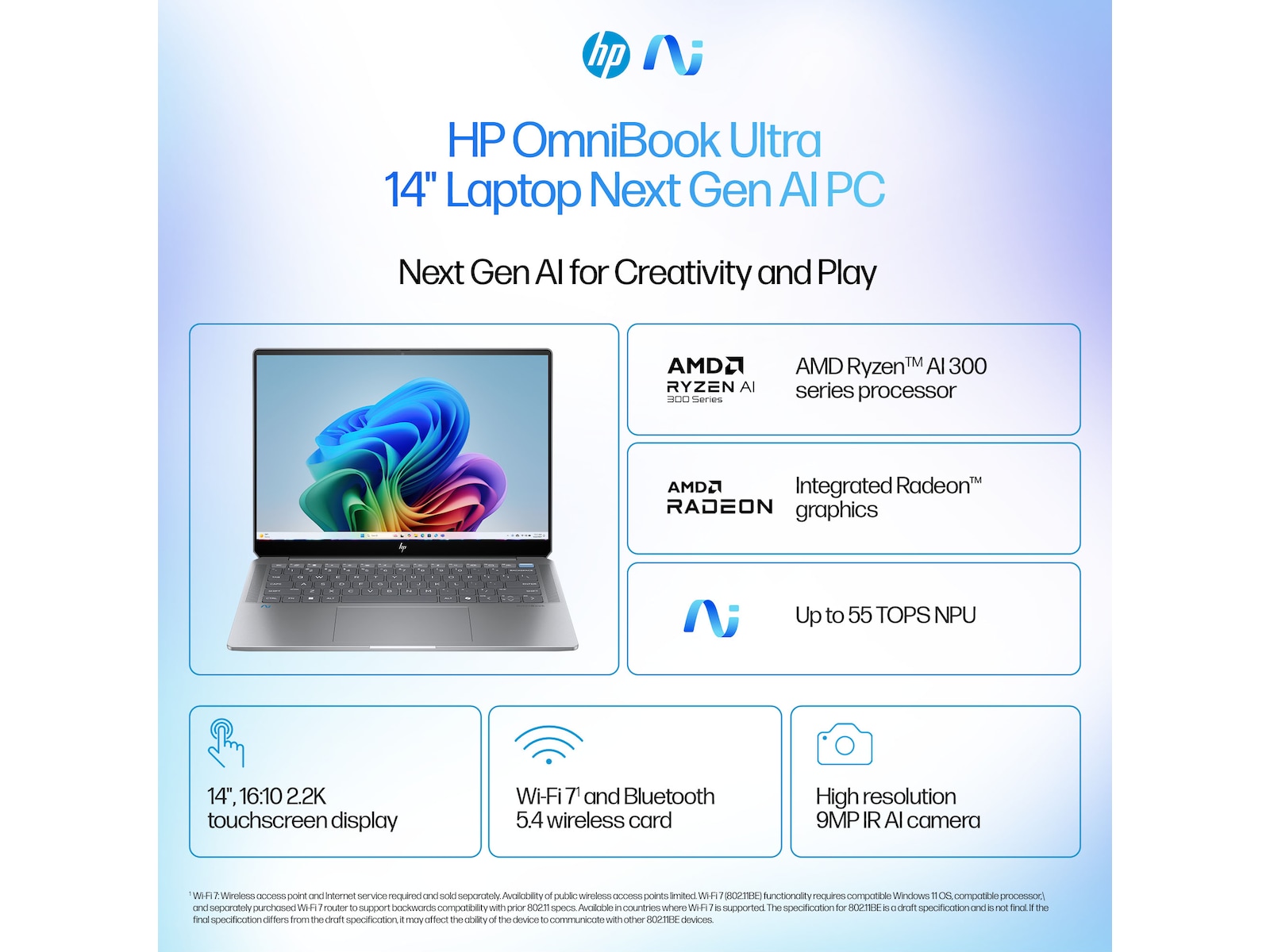 HP OmniBook Ultra Laptop 14-fd0031no 14" 2.2K Touch AMD Ryzen™ AI 9 365-prosessor med Radeon™ Graphics PC - Bærbar / laptop