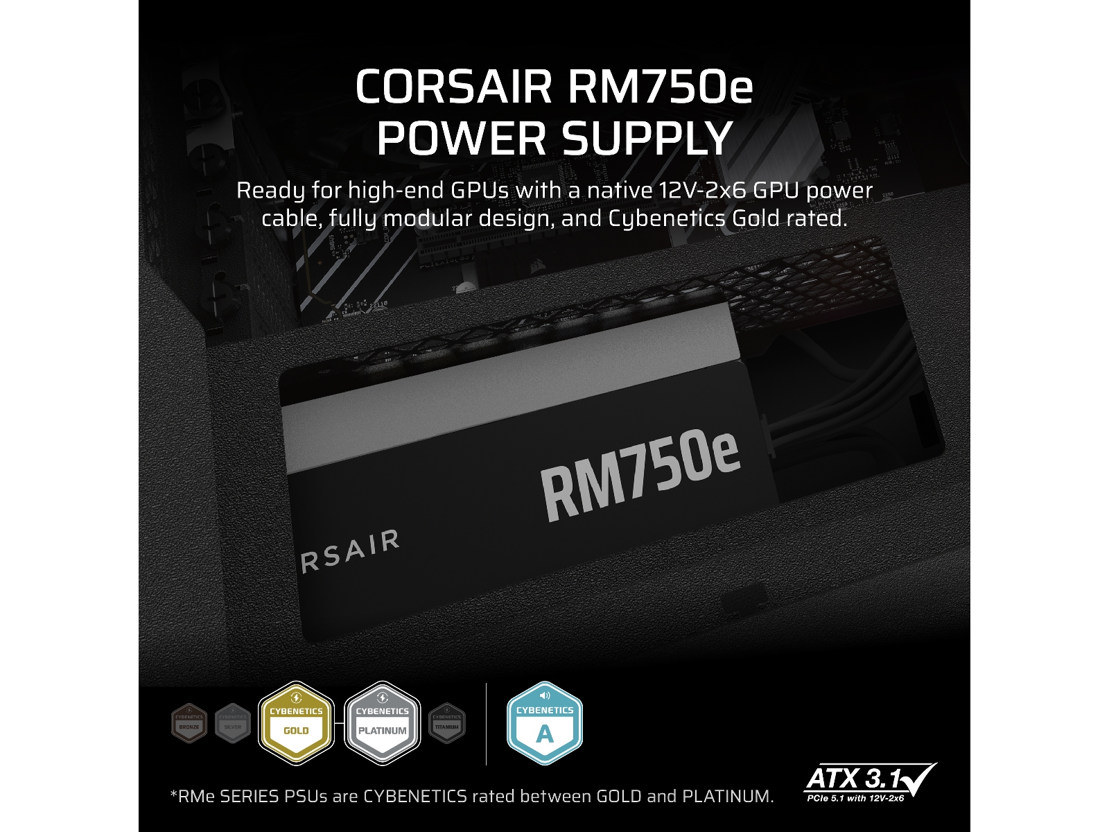 Corsair RMe Series RM750e PSU (sort) Enheter