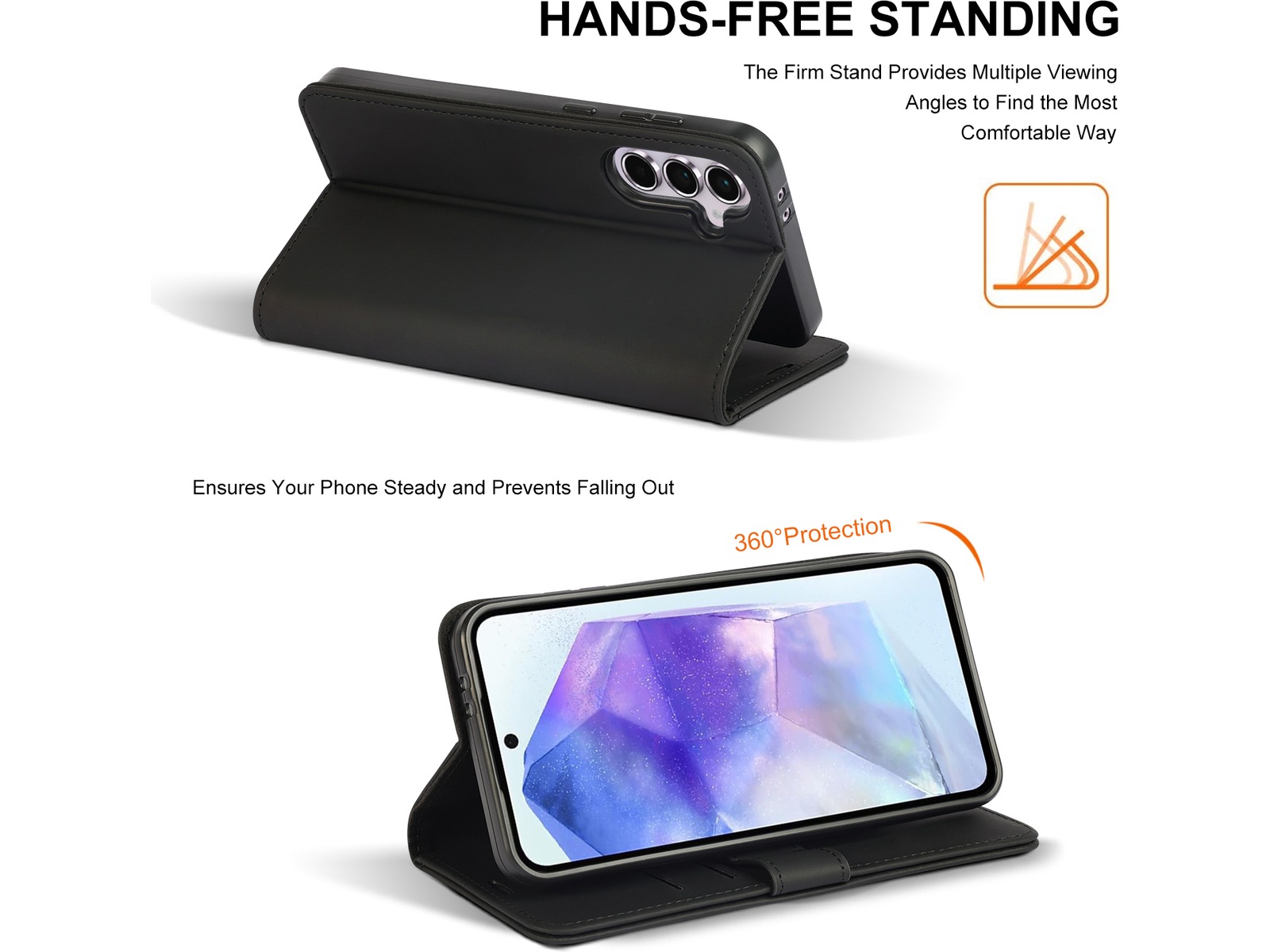 iiglo Galaxy A56 Lommebokdeksel (sort) Deksel til mobiltelefon