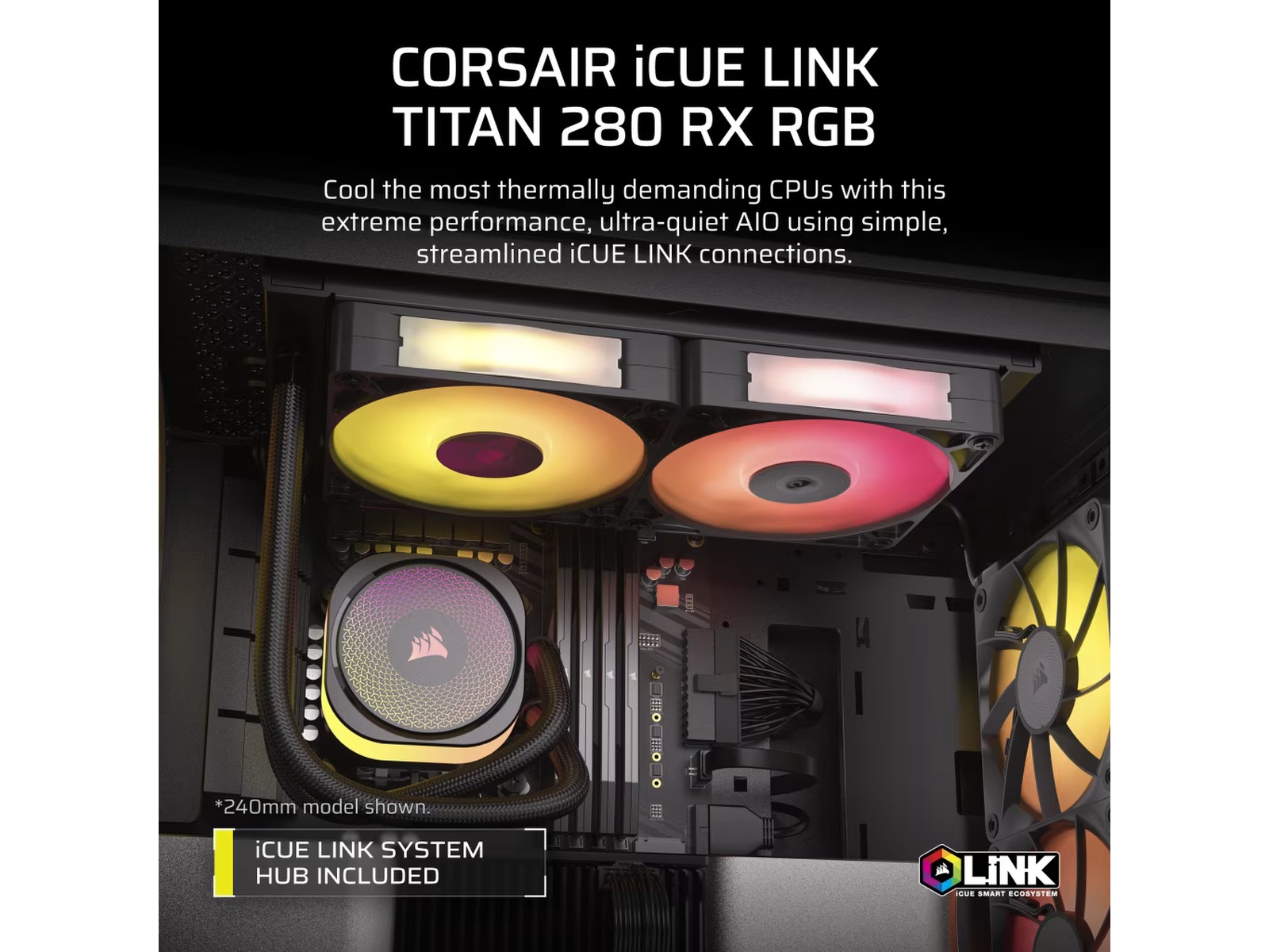 Corsair iCUE LINK Titan 280 RX RGB AIO Kjøler (sort) -B-Grade Demo annet i datautstyr