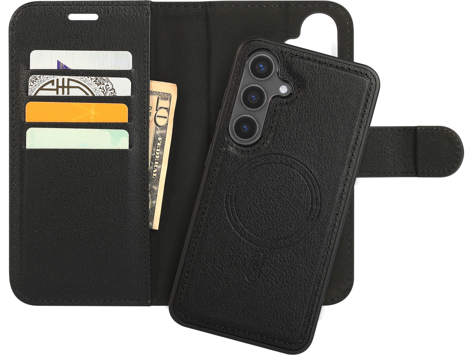 iiglo Galaxy S24 2-i-1 Lommebokdeksel (sort) Deksel til mobiltelefon