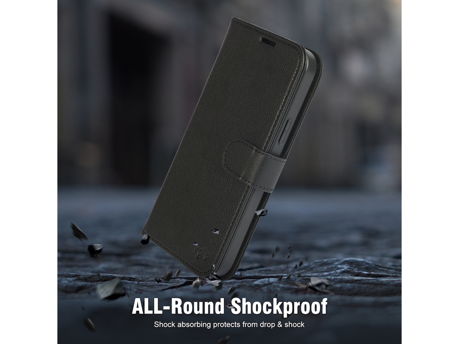 iiglo iPhone 15 Plus 2-i-1 Lommebokdeksel (sort) Deksel til mobiltelefon