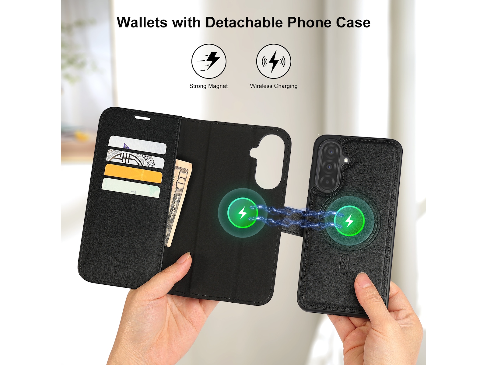 iiglo Galaxy A36 2-i-1 Lommebokdeksel (sort) Deksel til mobiltelefon