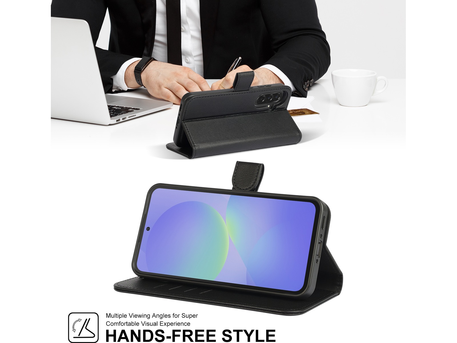 iiglo Galaxy A36 2-i-1 Lommebokdeksel (sort) Deksel til mobiltelefon