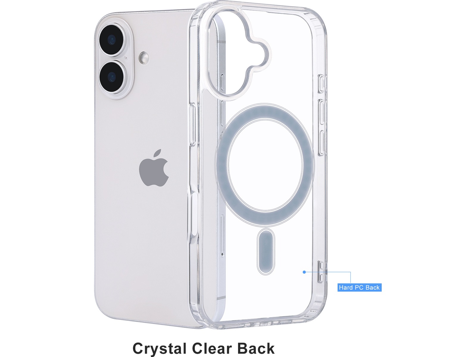 iiglo iPhone 16 Magnetic Clear Case (gjennomsiktig) Deksel til mobiltelefon