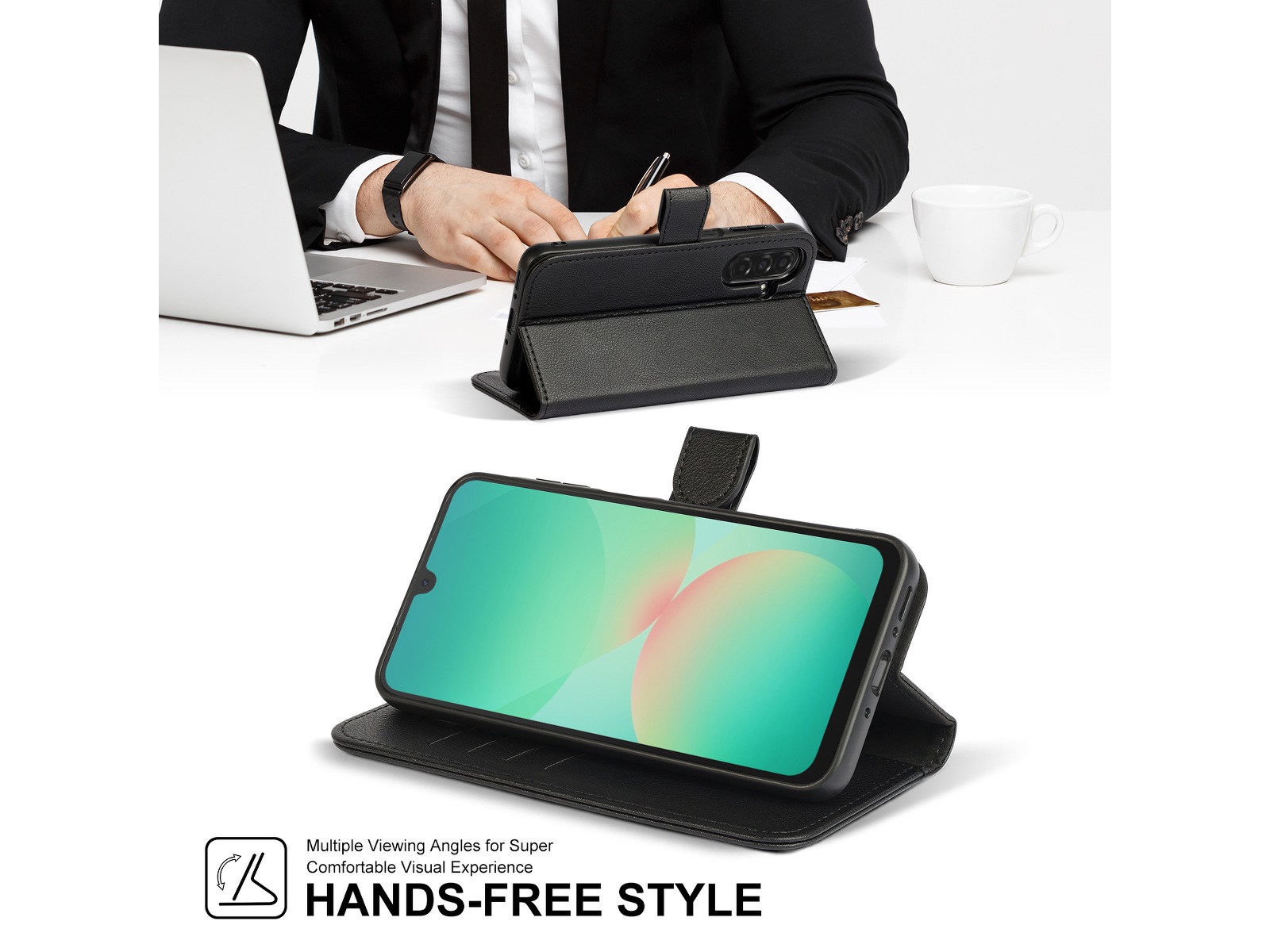 iiglo Galaxy A26 5G 2-i-1 Lommebokdeksel (sort) Deksel til mobiltelefon