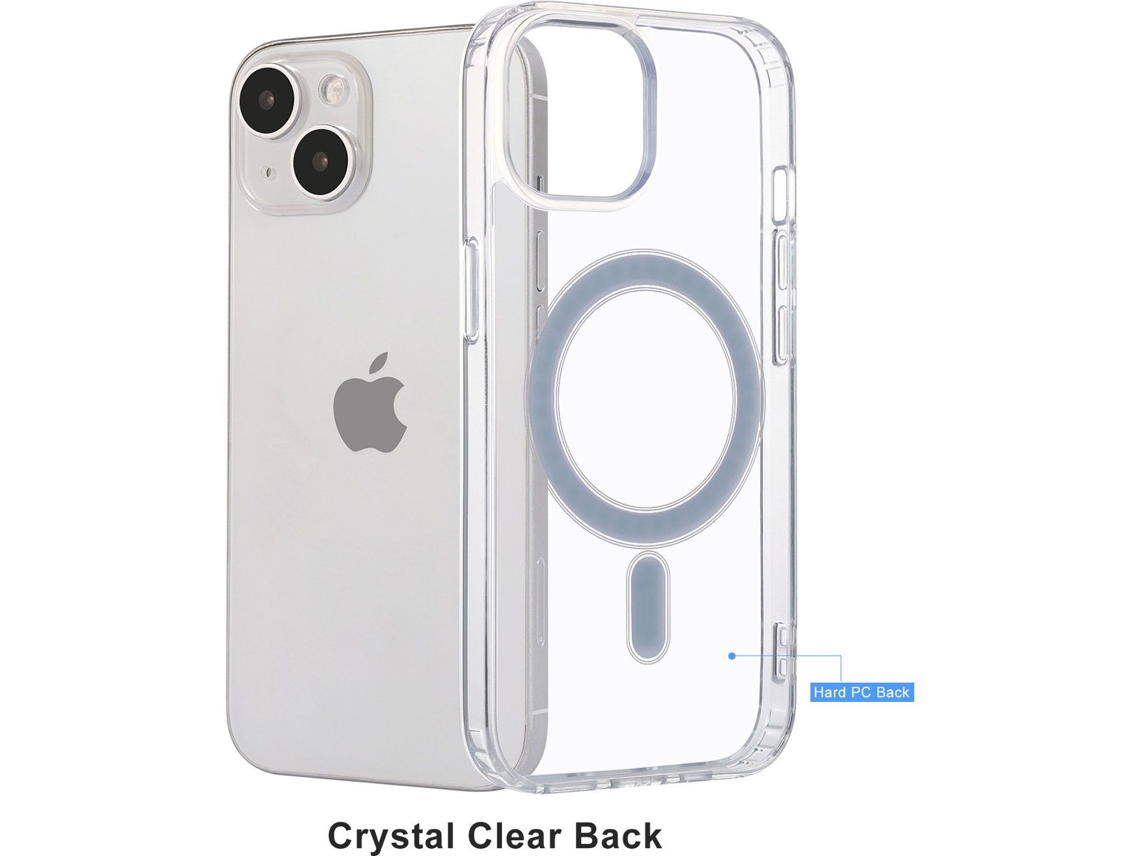 iiglo iPhone 15 Magnetic Silikondeksel (gjennomsiktig) Deksel til mobiltelefon