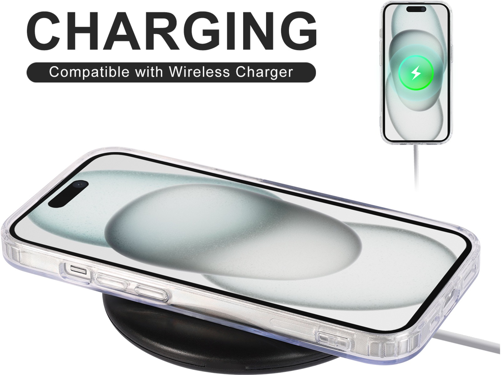 iiglo iPhone 15 Magnetic Silikondeksel (gjennomsiktig) Deksel til mobiltelefon