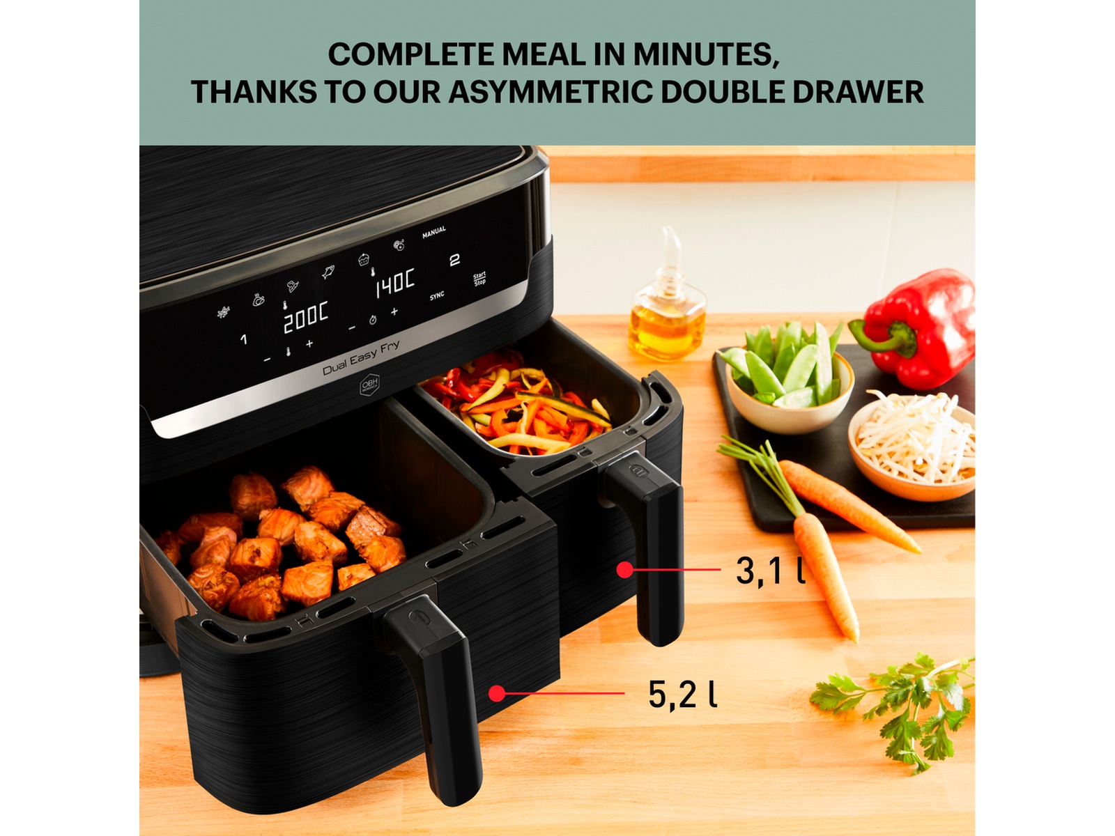 OBH Nordica Dual Easy Fry Air fryer AG901NS0 Airfryer