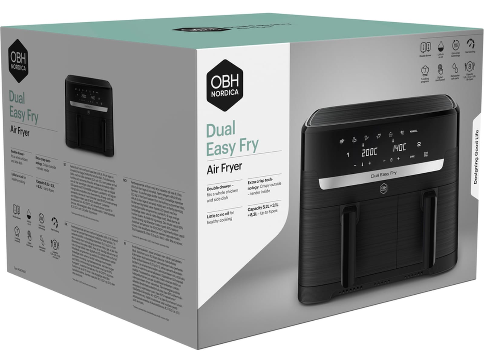 OBH Nordica Dual Easy Fry Air fryer AG901NS0 Airfryer