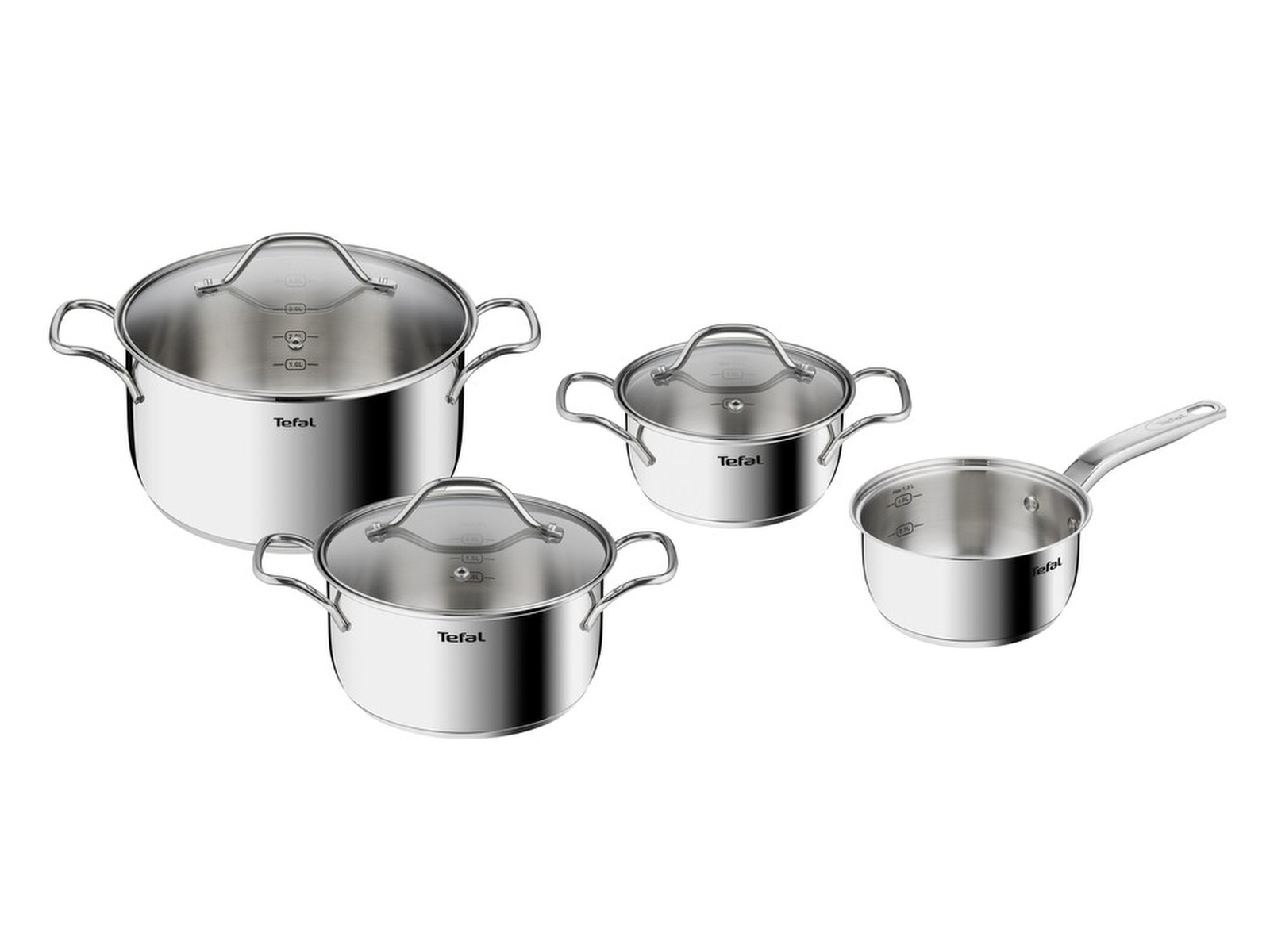 Tefal Intuition 7-delt grytesett i ubelagt rustfritt stål B864S734 Tilbehør til stekeovn og komfyrer