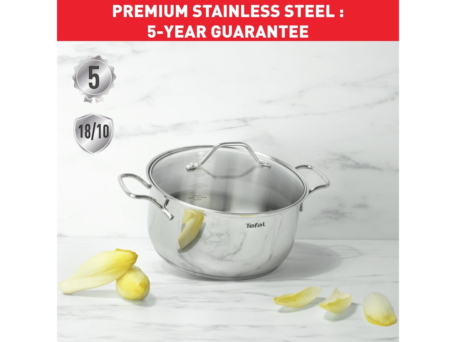 Tefal Intuition 7-delt grytesett i ubelagt rustfritt stål B864S734 Tilbehør til stekeovn og komfyrer