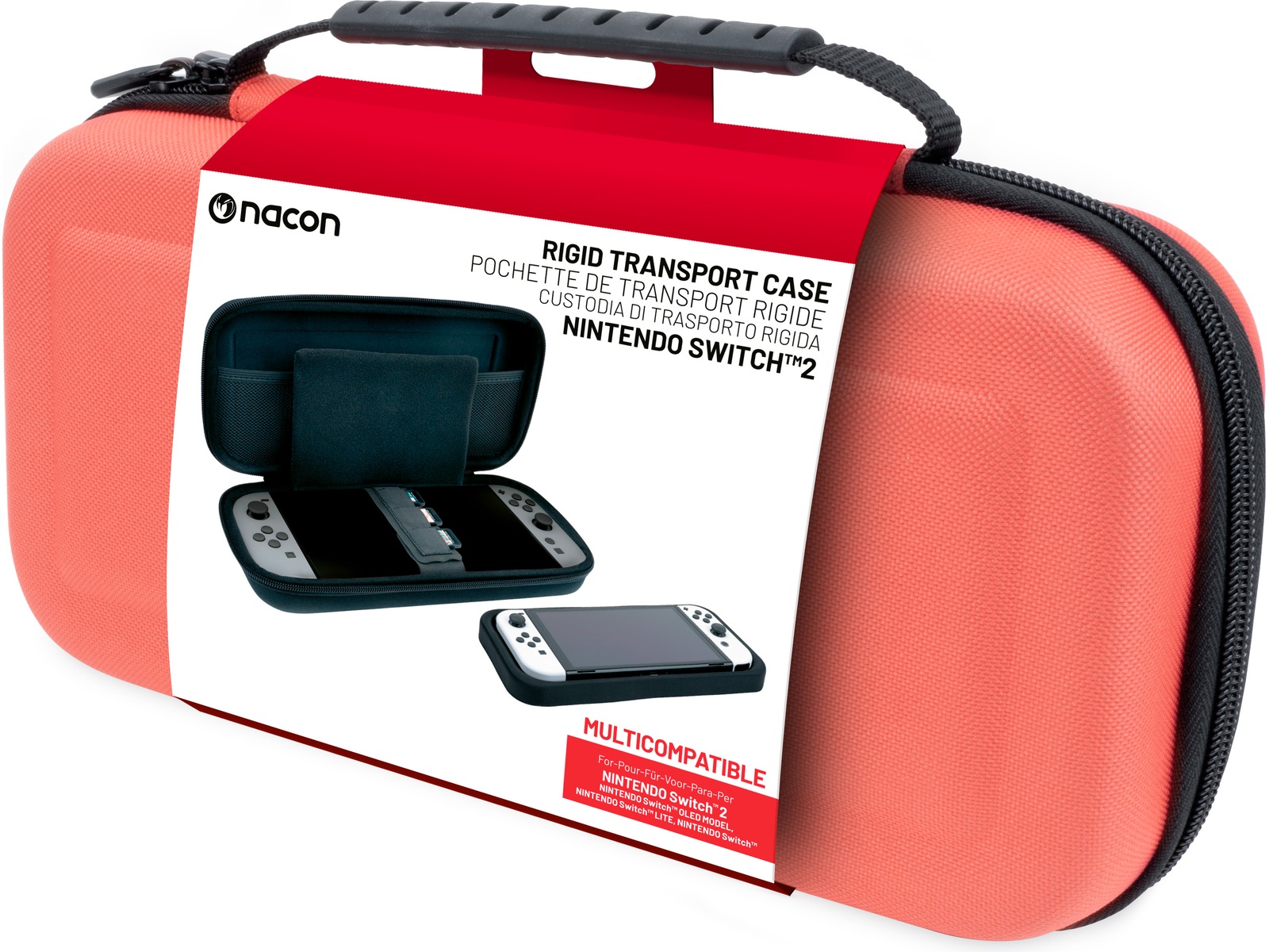 Nacon Transport Case for Nintendo Switch 2 (lys rød) Tilbehør