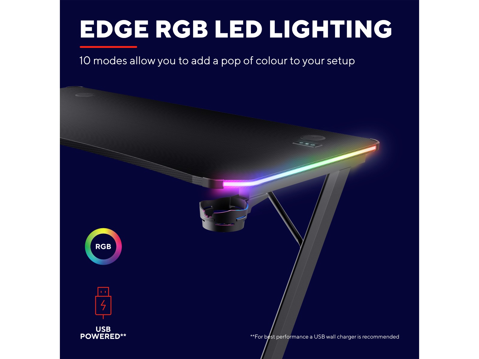 Trust GXT 709 Luminus RGB Gaming Desk Gaming desk