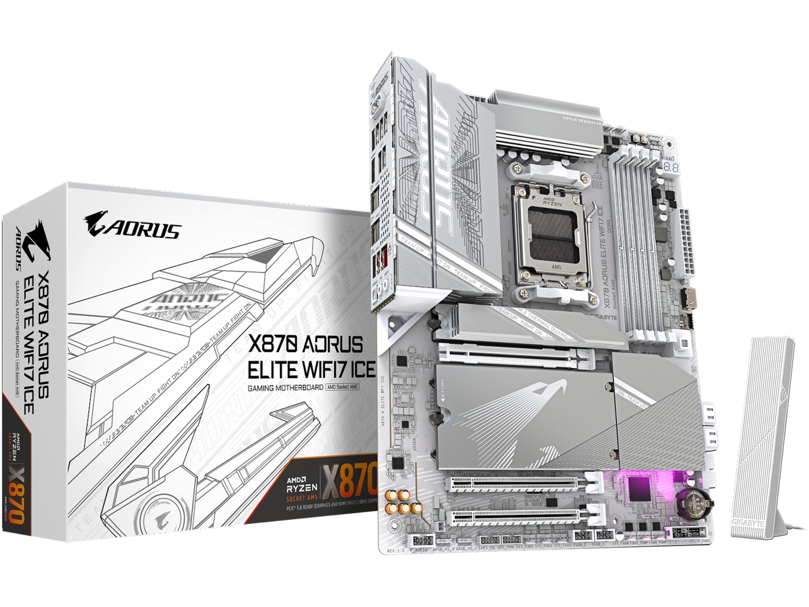 Gigabyte X870E AORUS ELITE WF7 ICE Hovedkort AMD Socket