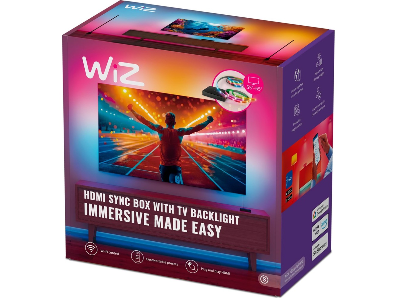 WiZ HDMI sync box med TV lightstrip (75"-85") Led strips & underholdning