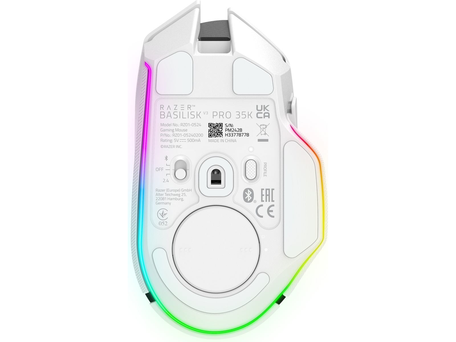 Razer Basilisk V3 PRO 35K trådløs ergonomisk gamingmus (hvit) -B-Grade Demo mus