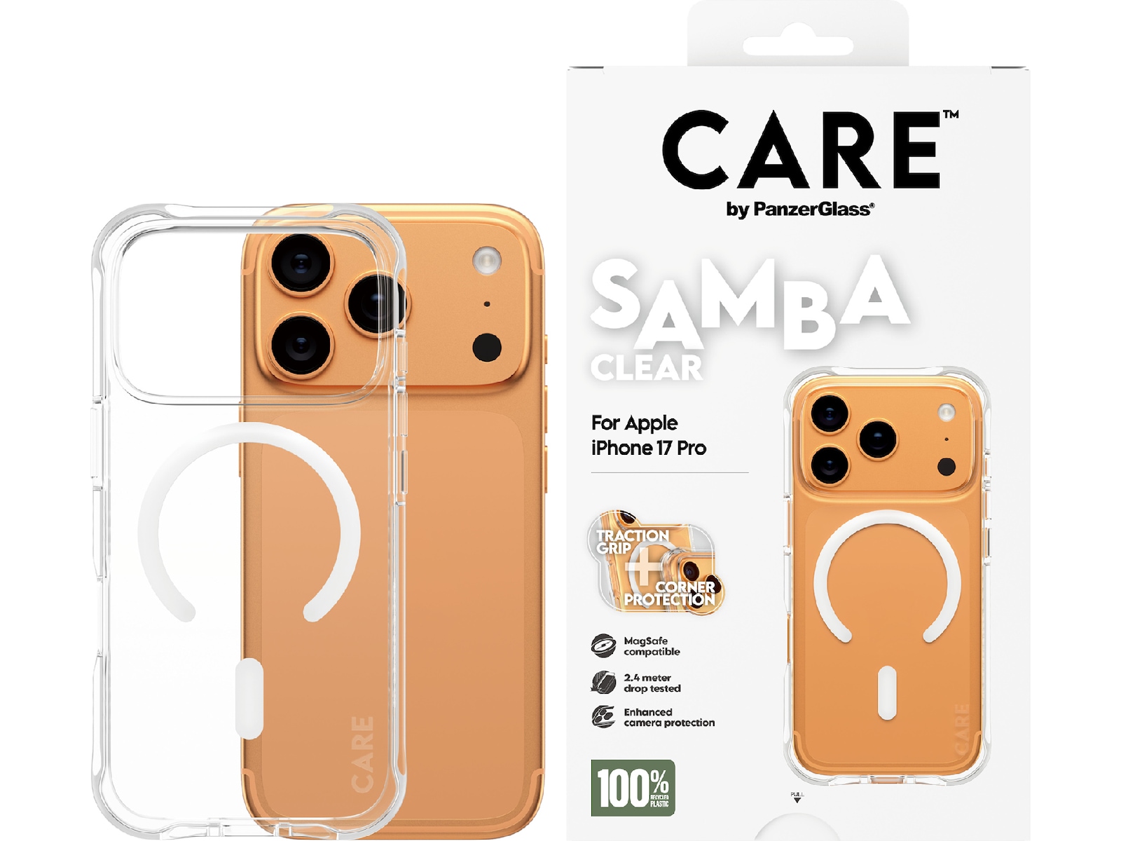 PanzerGlass CARE iPhone 17 Pro Samba Hardcase deksel (gjennomsiktig/hvit) Deksel til mobiltelefon