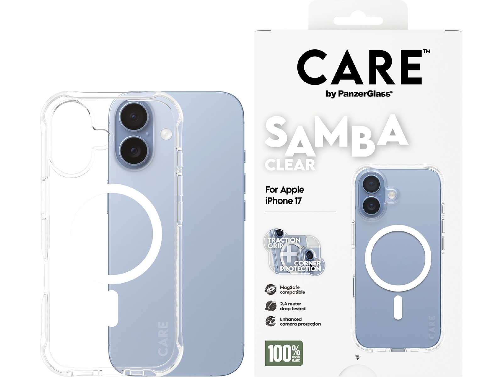 PanzerGlass CARE iPhone 17 Samba Hardcase deksel (gjennomsiktig/hvit) Deksel til mobiltelefon