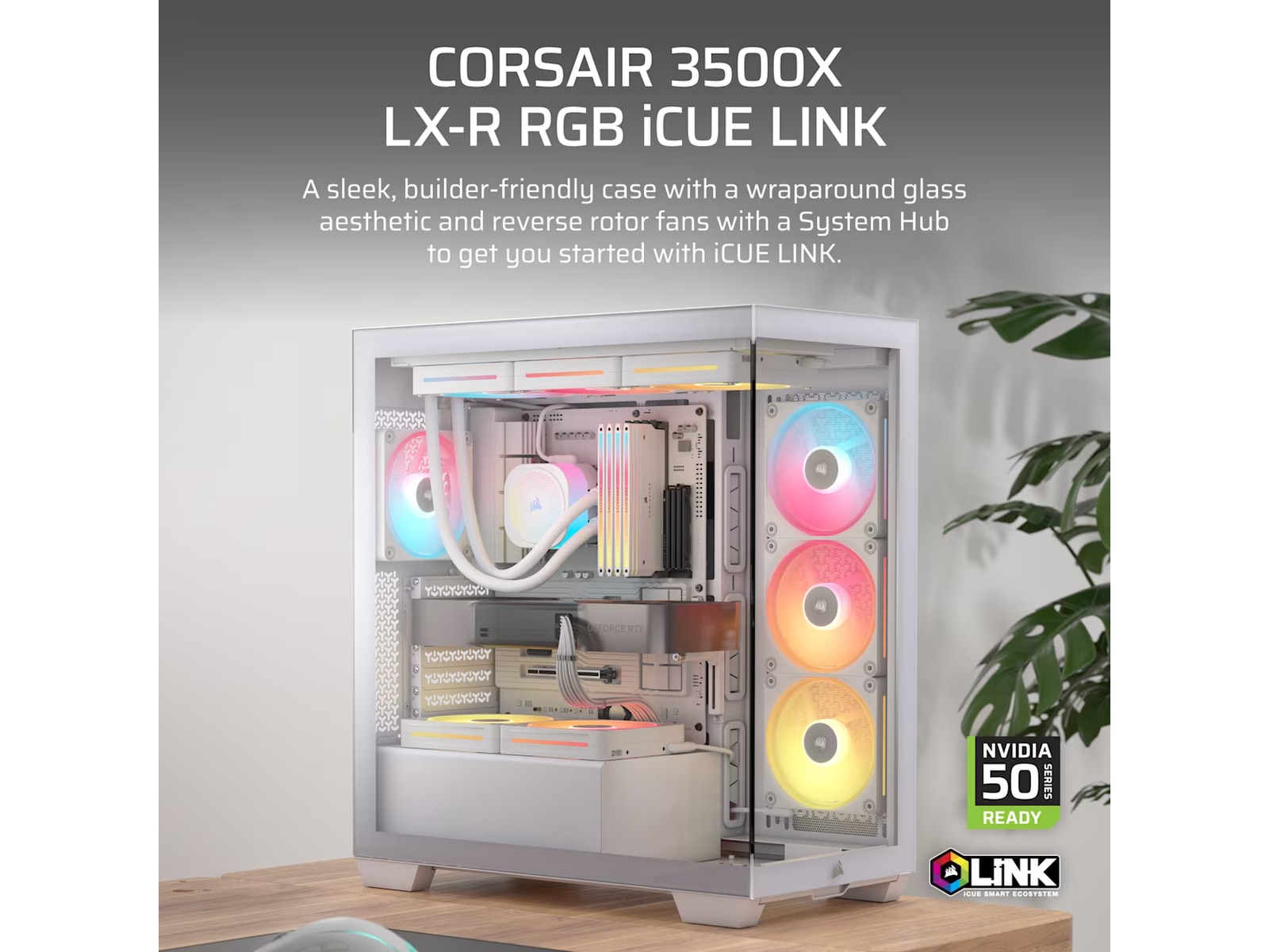 Corsair 3500X LXR LINK Mid Tower (hvit) Midi tower