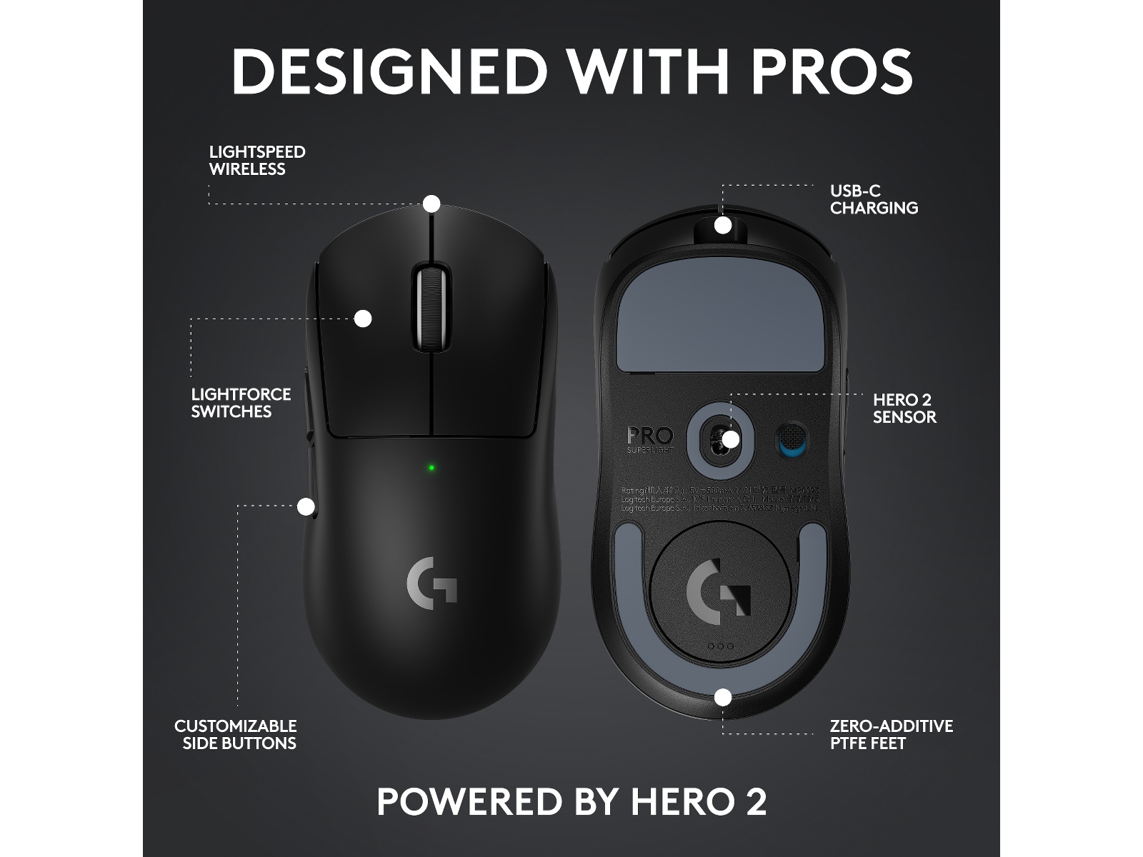 Logitech Pro X Superlight 2c Trådløs Gamingmus (hvit) Gamingmus