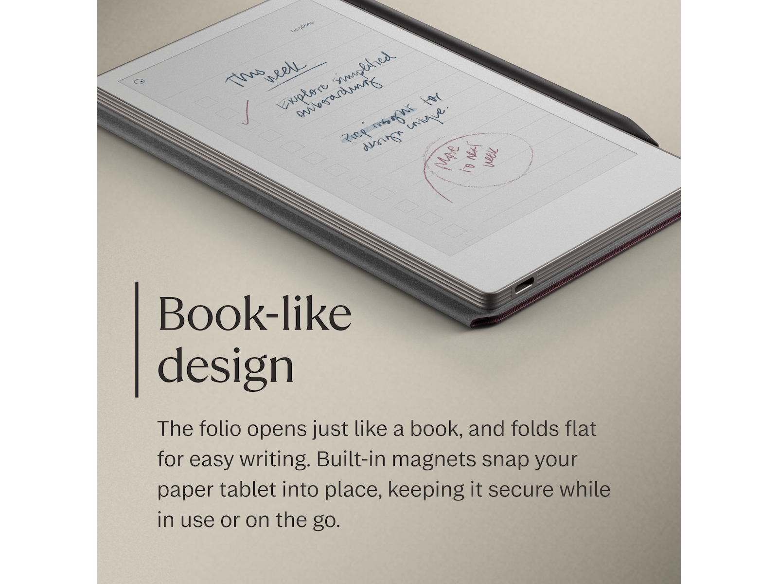 reMarkable Paper Pro Move Book Folio (burgunder) Tilbehør til digitale notatblokker