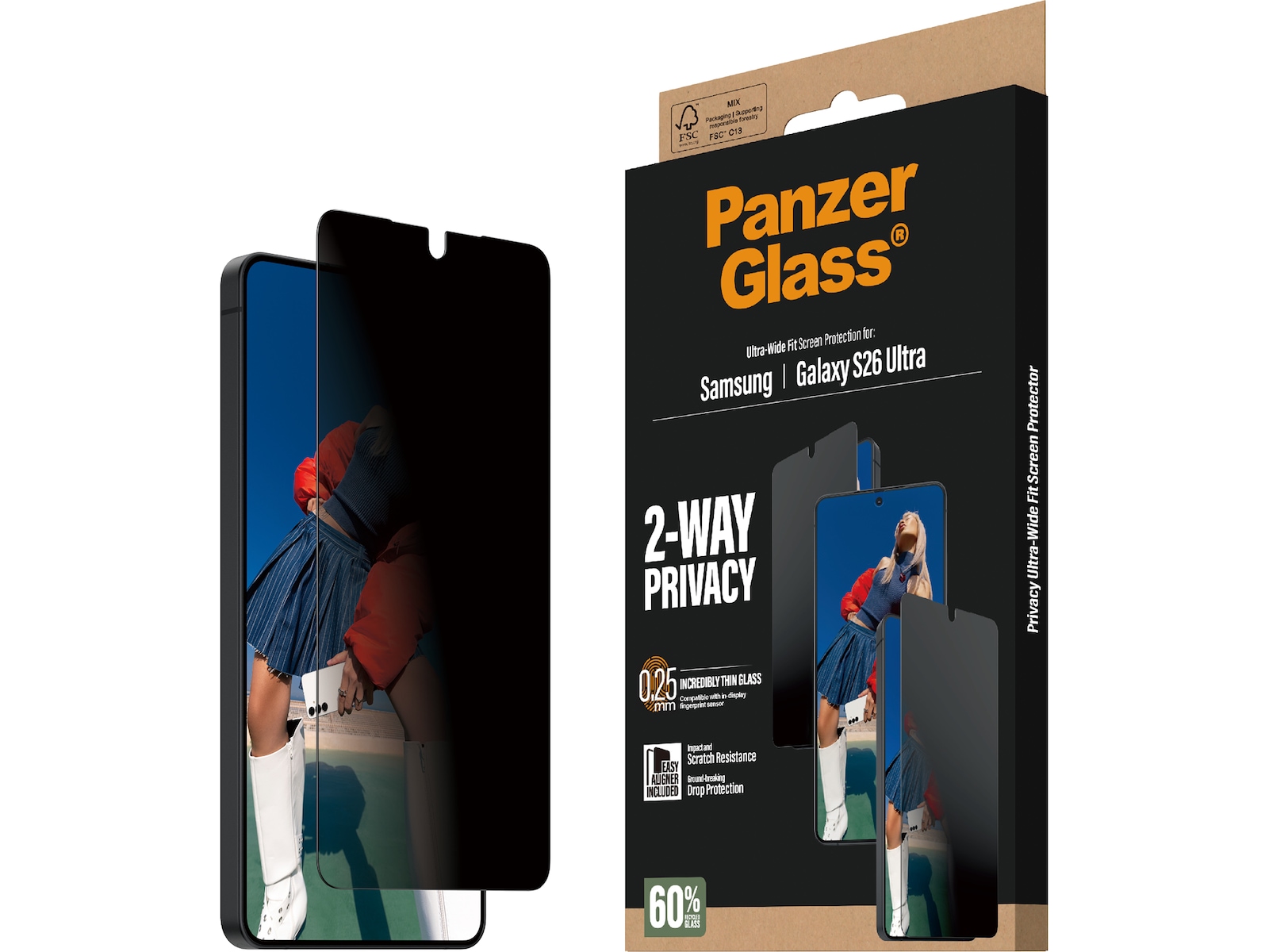 PanzerGlass Galaxy S26 Ultra 2-way Privacy Skjermbeskytter Skjermbeskyttelse