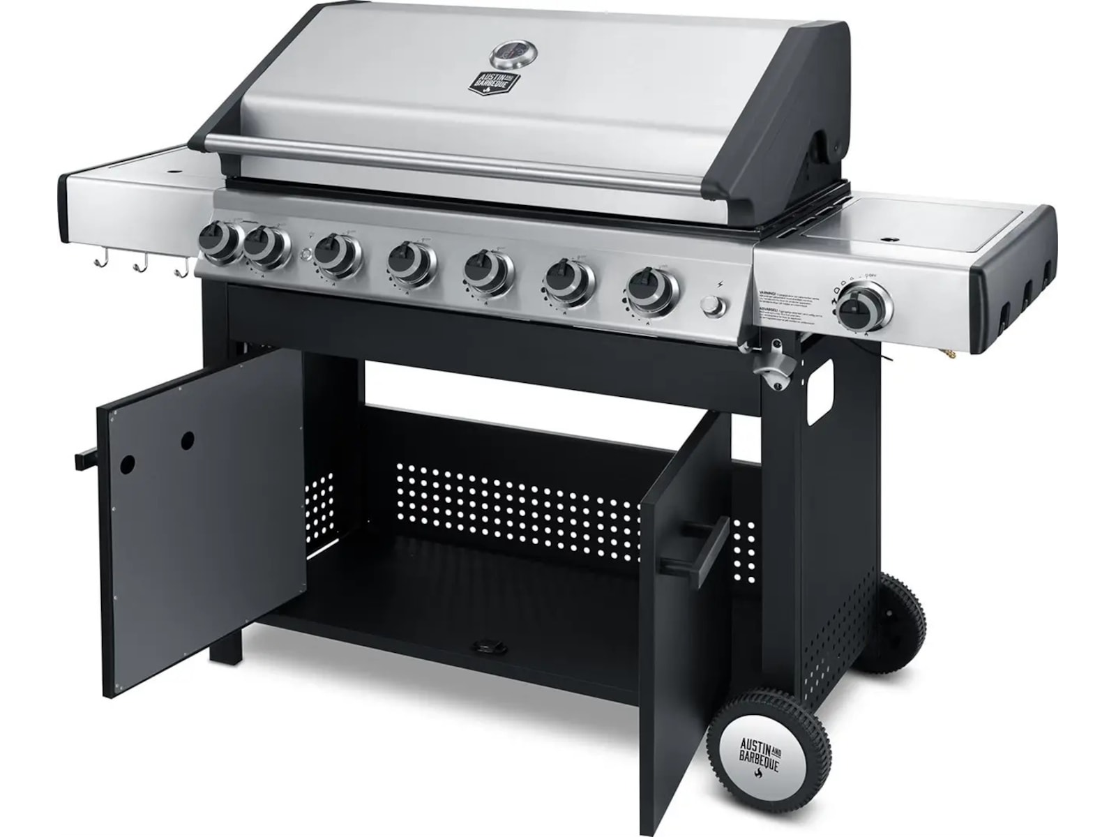 Austin and Barbeque Gassgrill med 6 + 2 brennere og funksjoner Grill