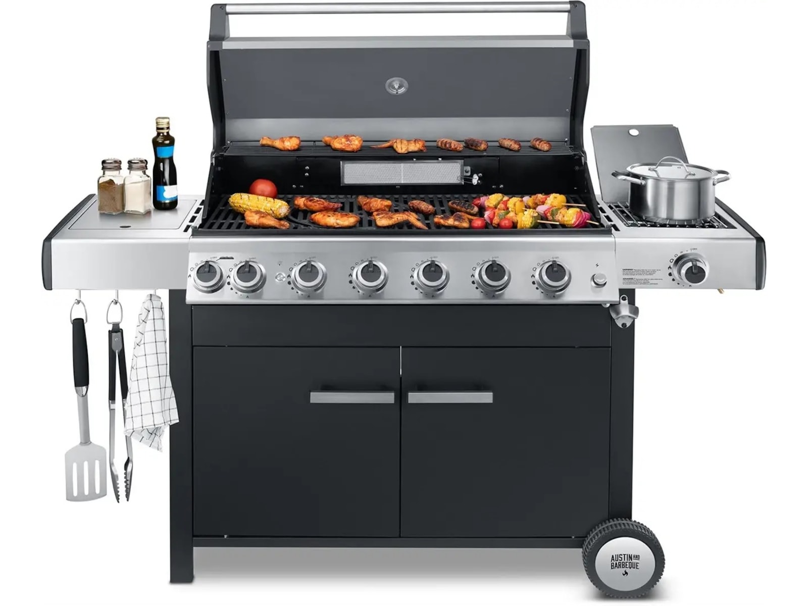 Austin and Barbeque Gassgrill med 6 + 2 brennere og funksjoner Grill