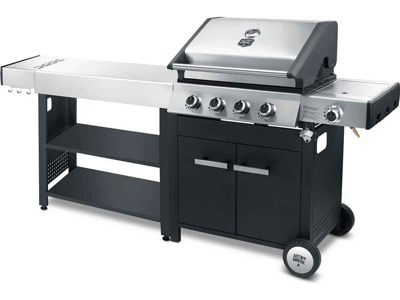 Austin and Barbeque Sidebord til utekjøkken med praktiske hyller Vogner til utendørsgriller