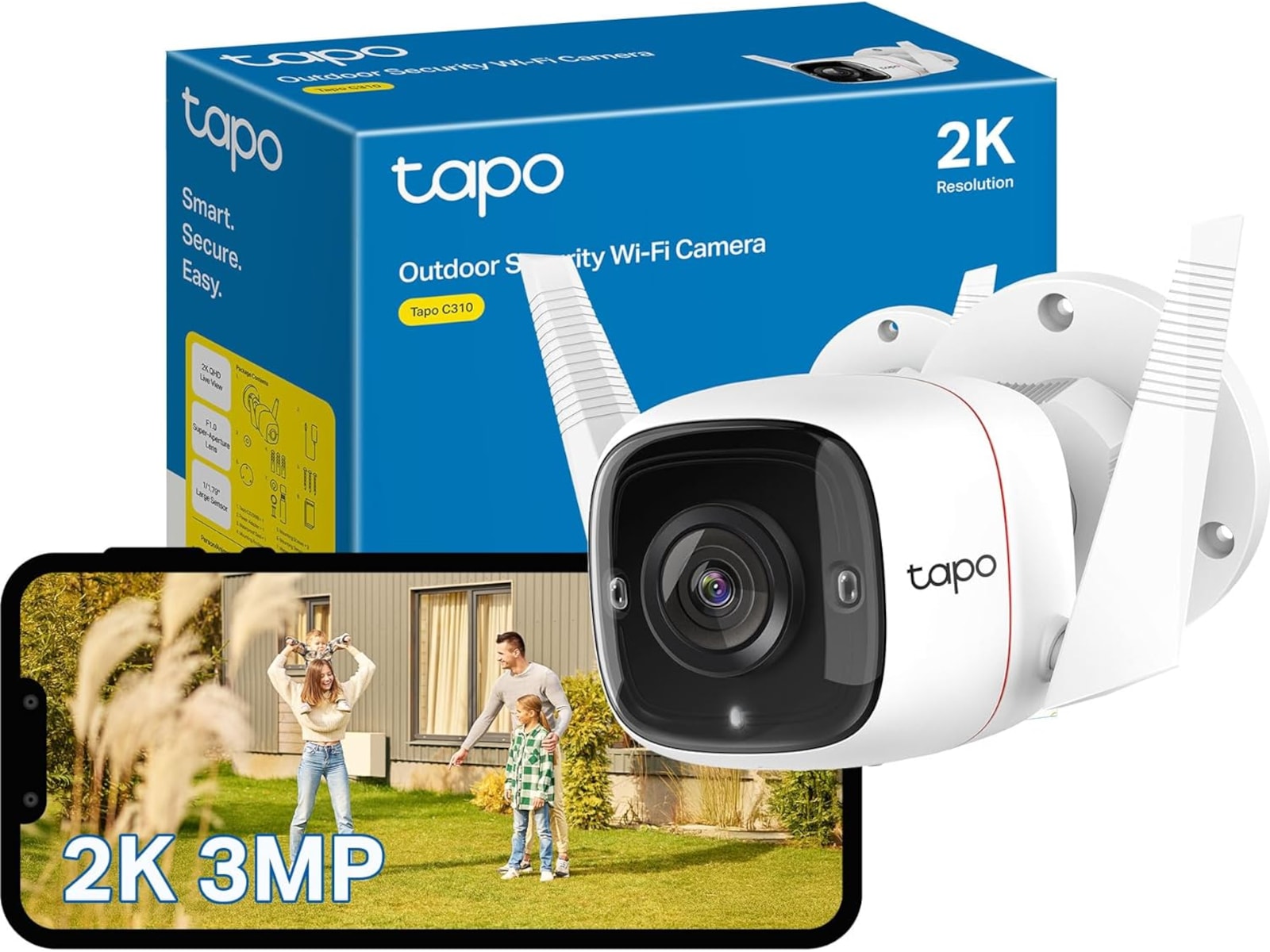 TP-Link Tapo C310 WiFi utendørs overvåkningskamera (hvit) - 2pk Overvåkningskameraer