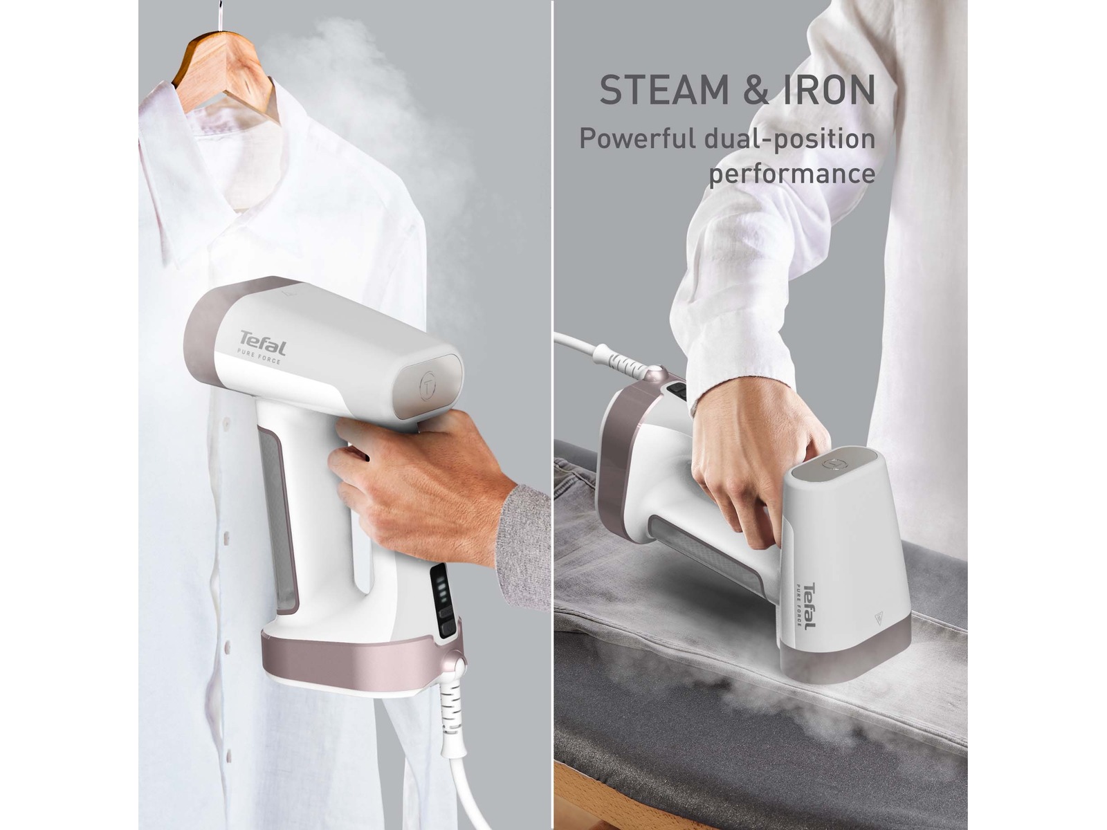 Tefal Pure Force 2in1 Hvit & Rosa DT8720E0 1800 W Steamer