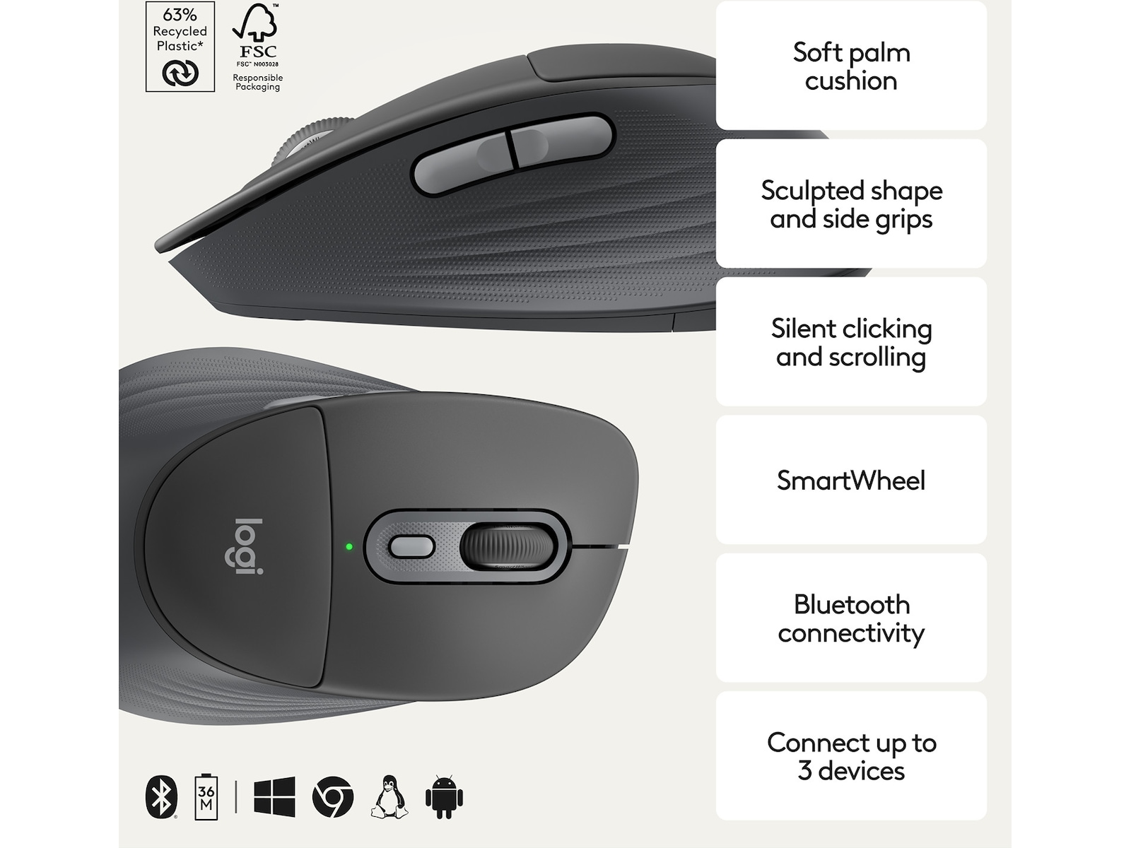 Logitech Signature Comfort M850 L trådløs mus Mus