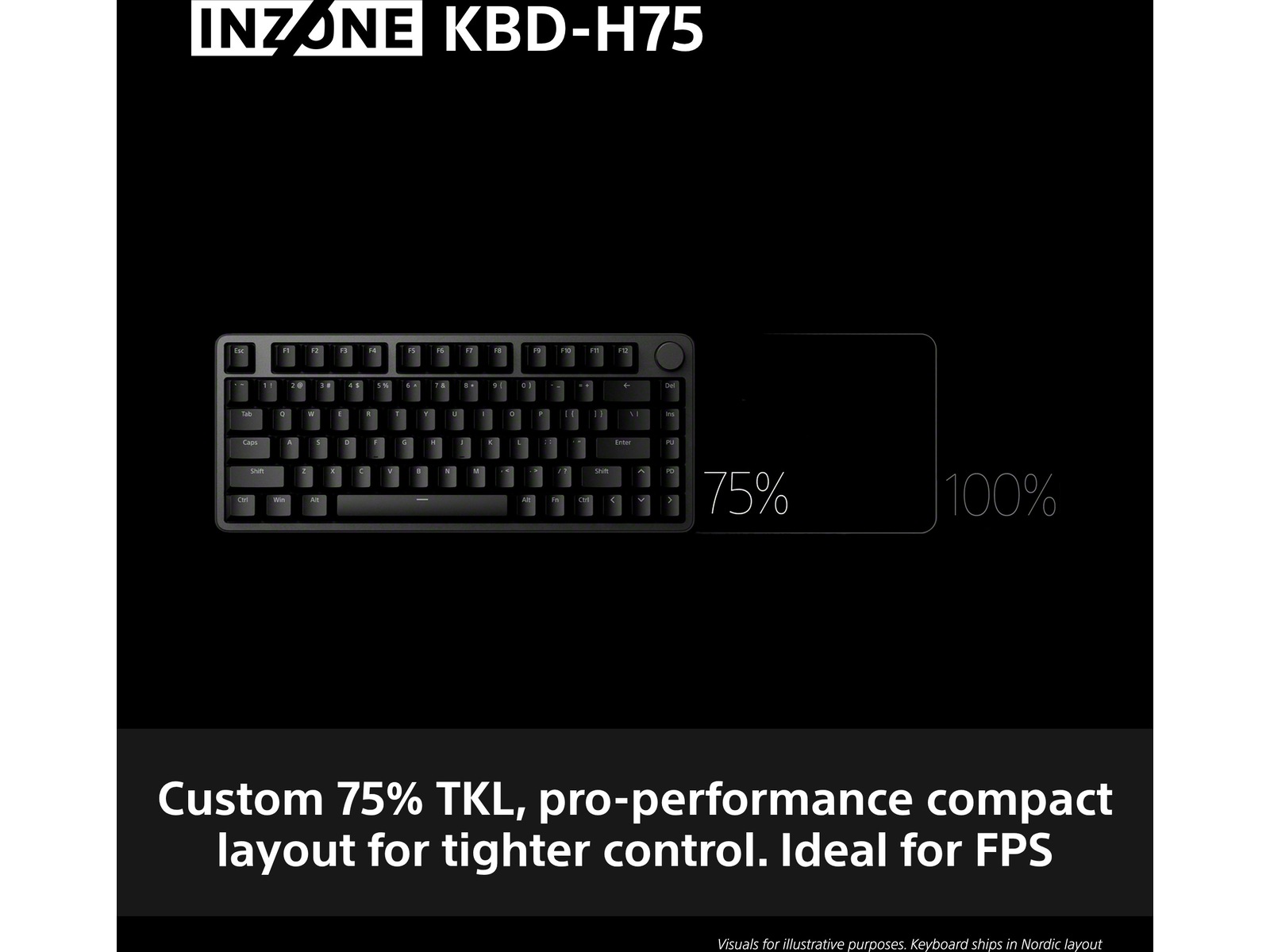 Sony INZONE KBD-H75 Gaming-tastatur 75% TKL (Nordics) Gamingtastatur
