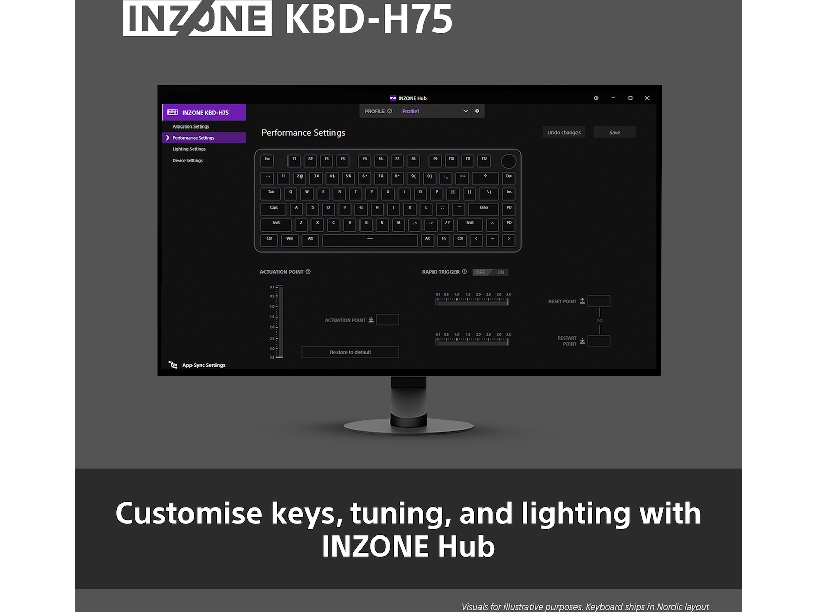 Sony INZONE KBD-H75 Gaming-tastatur 75% TKL (Nordics) Gamingtastatur