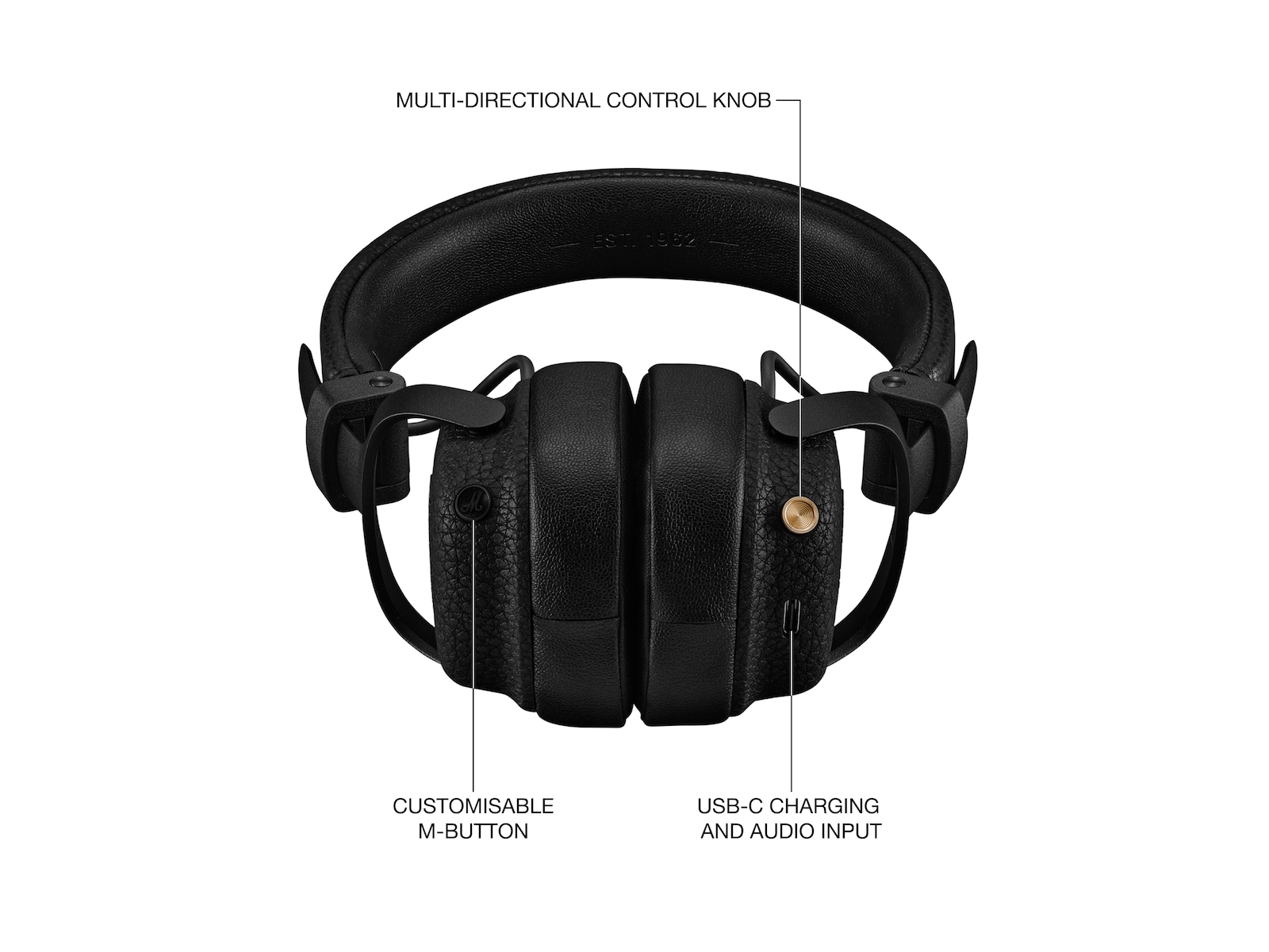 Marshall Milton A.N.C. trådløse on-ear hodetelefoner (sort) Hodetelefoner